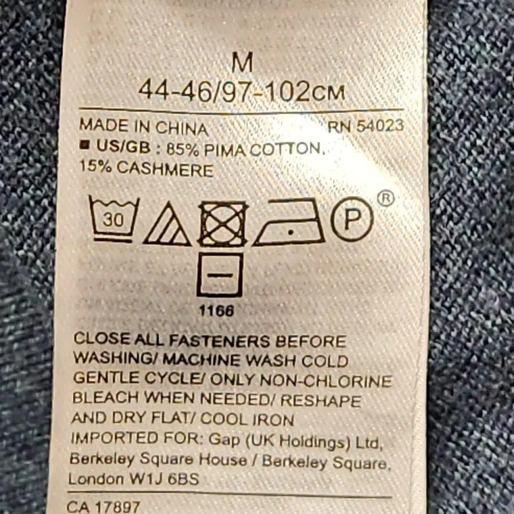 Banana Republic Sweater Mens Medium Blue Cotton Cashmere Quarter Zip Mock Neck